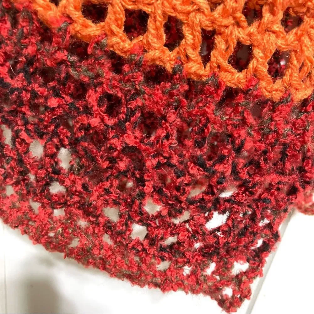 Swim Sarong Cover Up Fishnet Crochet Ombre Orange Red Black Gray 36 inch XL